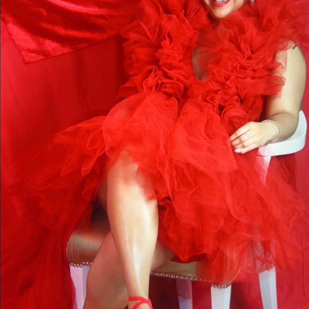 RED TULLE FASHION DRESS